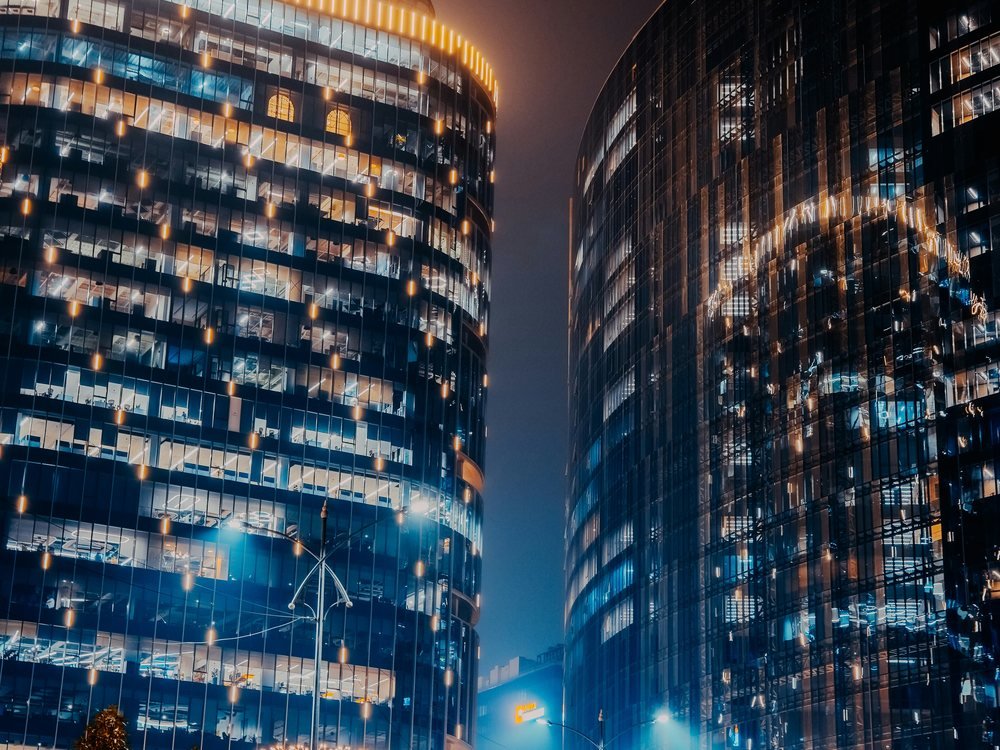 Night shift works at commercial towers